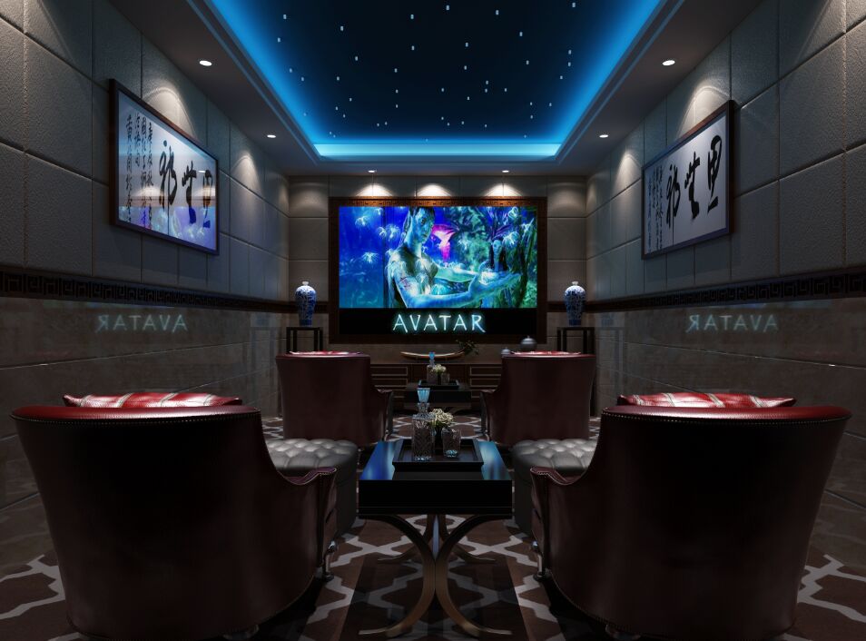 头一次见新中式风格的家庭影院,没想到如此有设计感