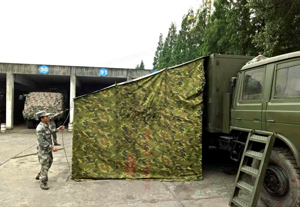 野战沐浴车车边帐篷