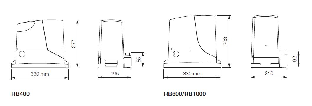 意大利耐氏平移门机RB400 RB600 RB1000产品尺寸