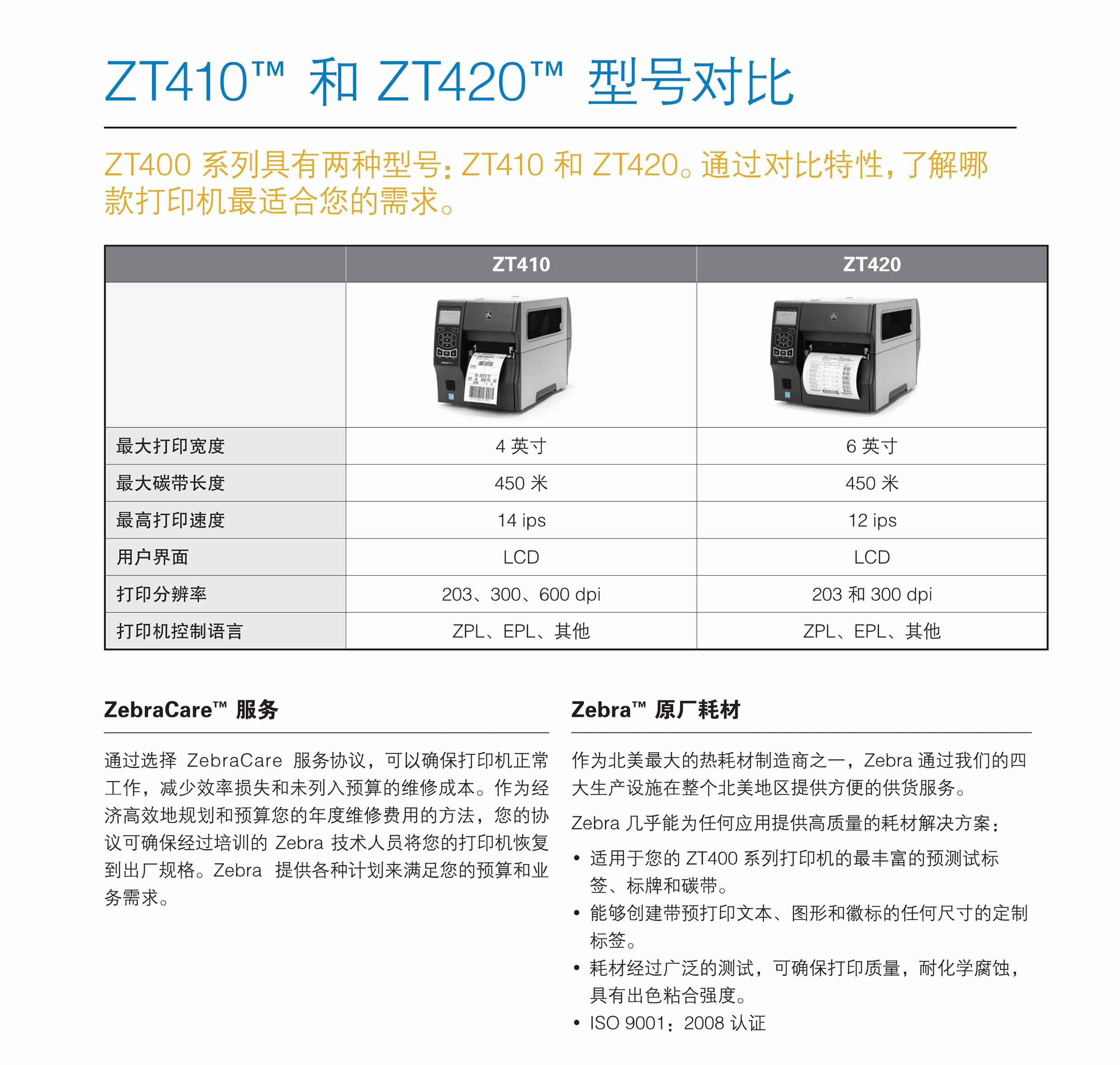 Zebra  ZT400  工业型打印机