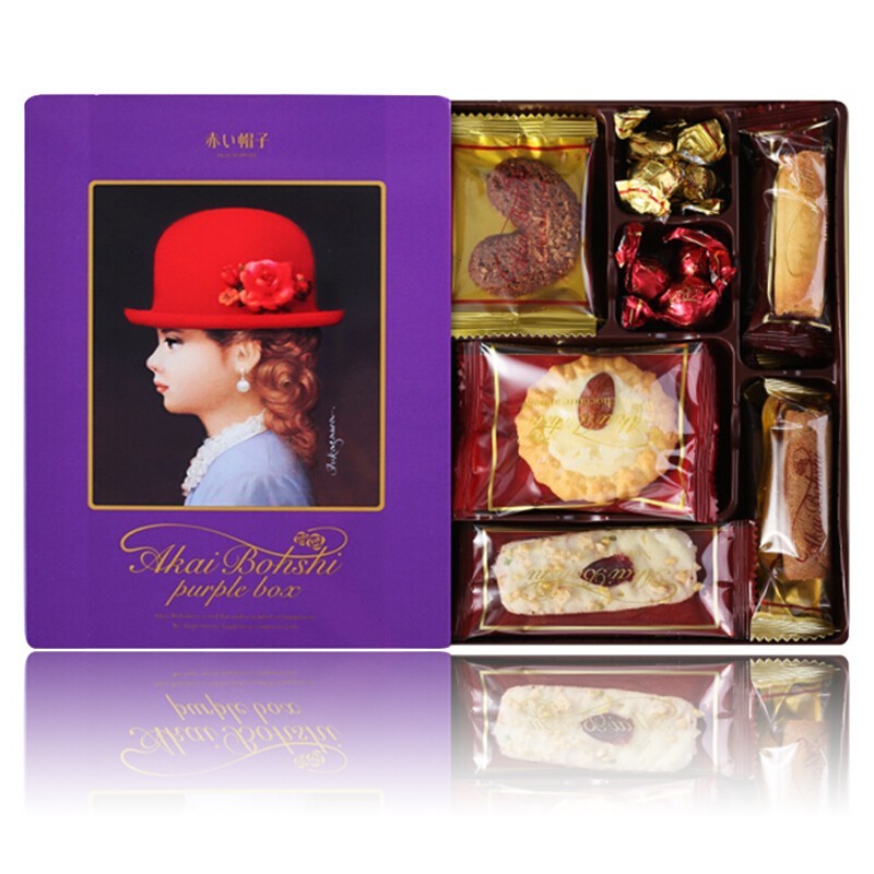 Japan imported red hat cookies 16 purple gift box 94.8g