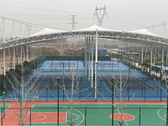 城控秀江南C地块运动球场网球场钢膜结构工程施工