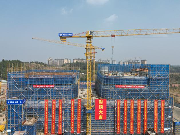 我公司承担总承包项目——东部新区未来医学城蜂巢式产业加速器一标段项目阶段性封顶