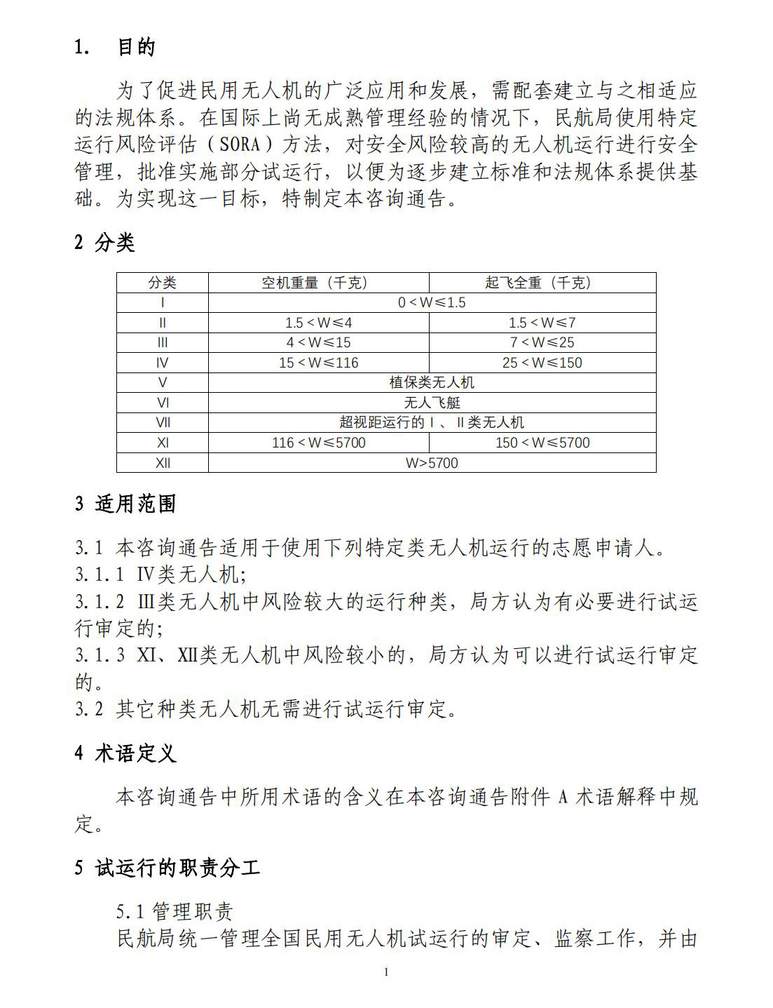 【民航规章】特定类无人机试运行管理规程（暂行）