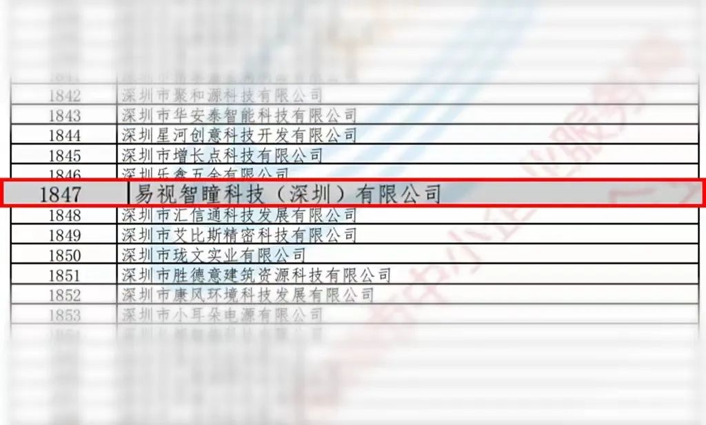 荣耀∣ 易视智瞳上榜2021年“专精特新”企业名单