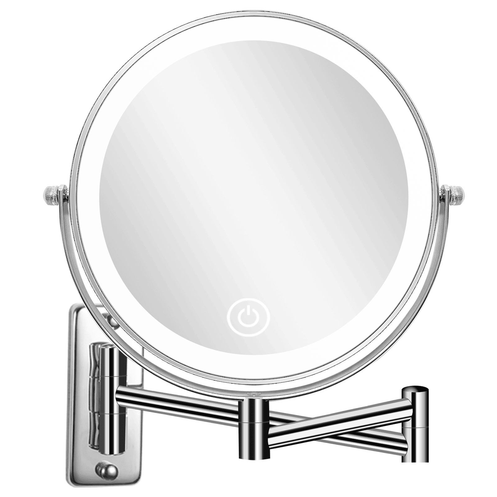 Hanging round lighted makeup mirror