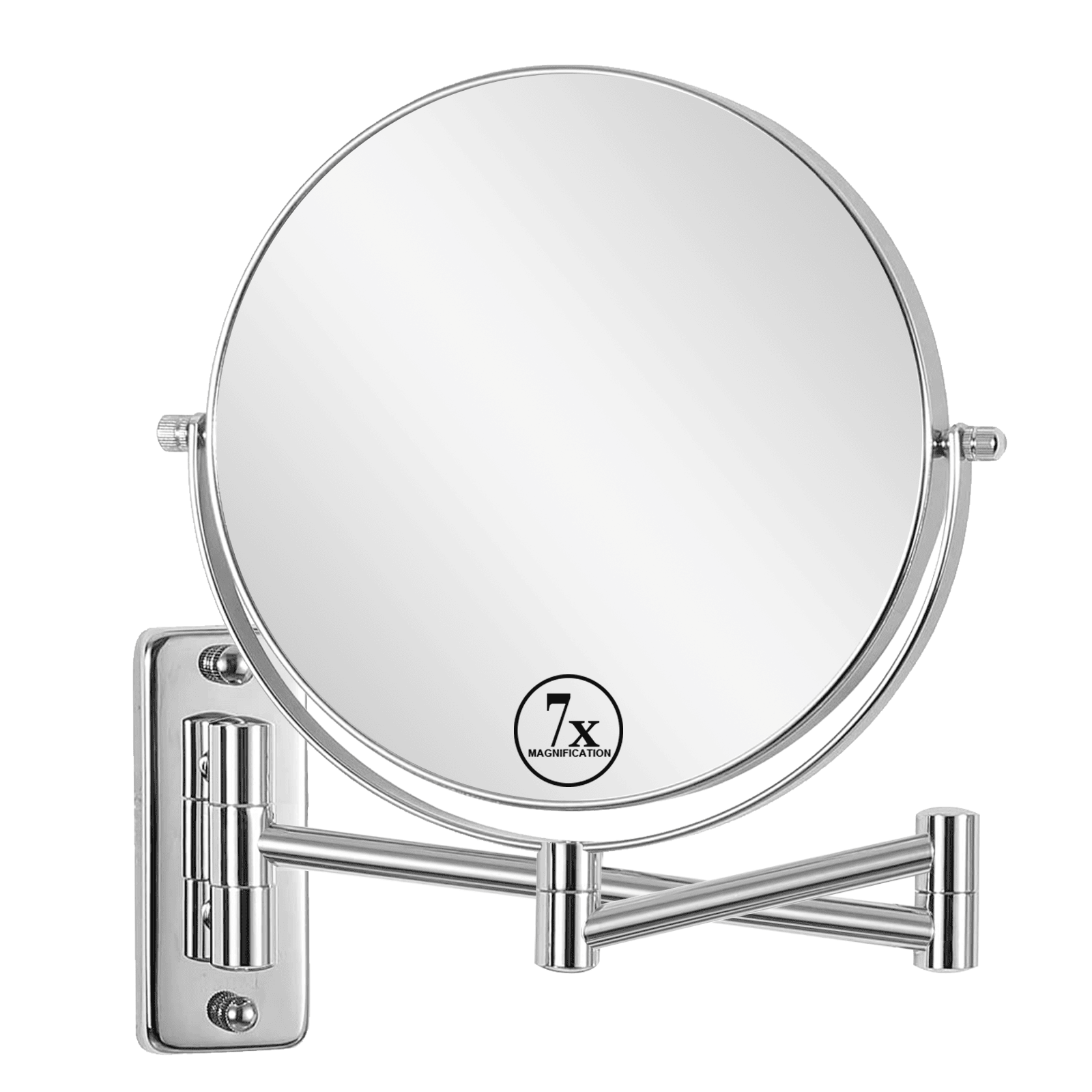 Hanging round unlighted makeup mirror