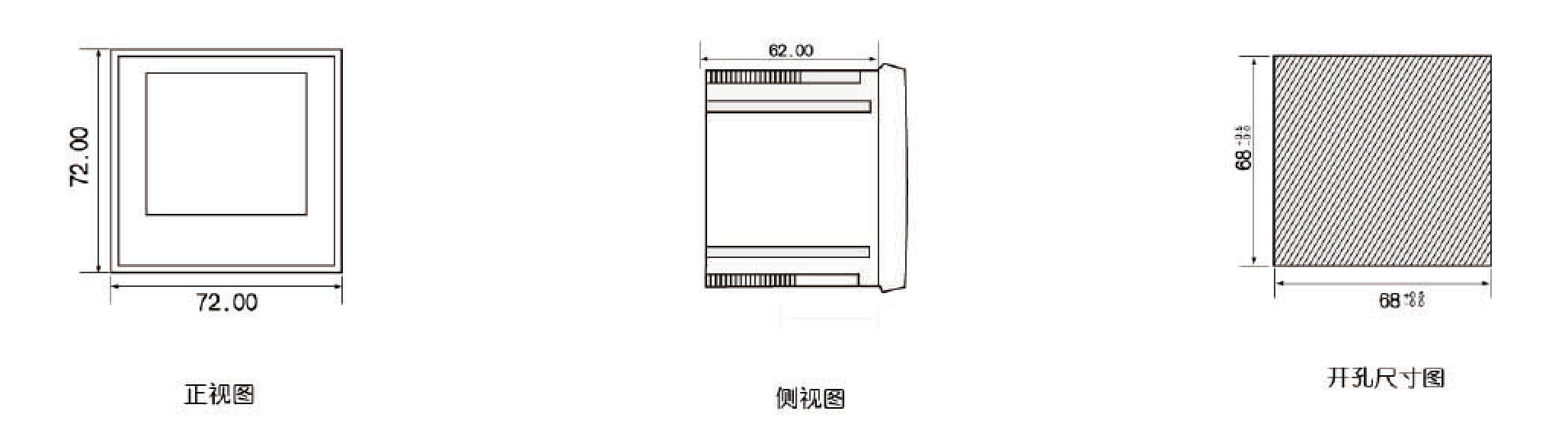 RGB53小型三相液晶智能仪表系列产品选型表+安装尺寸图