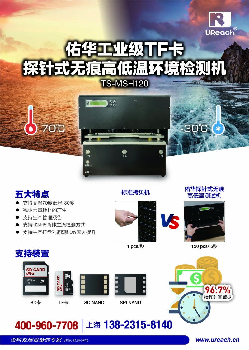 佑华TS系列TF卡无痕探针高低温环境拷贝机/检测机  
