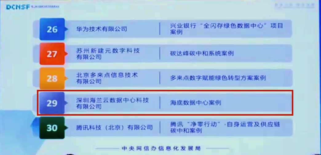 海底数据中心荣获中央网信办“数字科技企业双化协同典型案例”